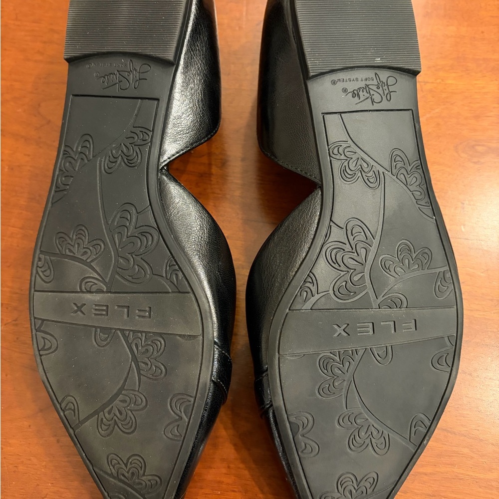 Life Stride Black Pointed-Toe D'Orsay Flats with Silver Accent Plate - Picture 7 of 7